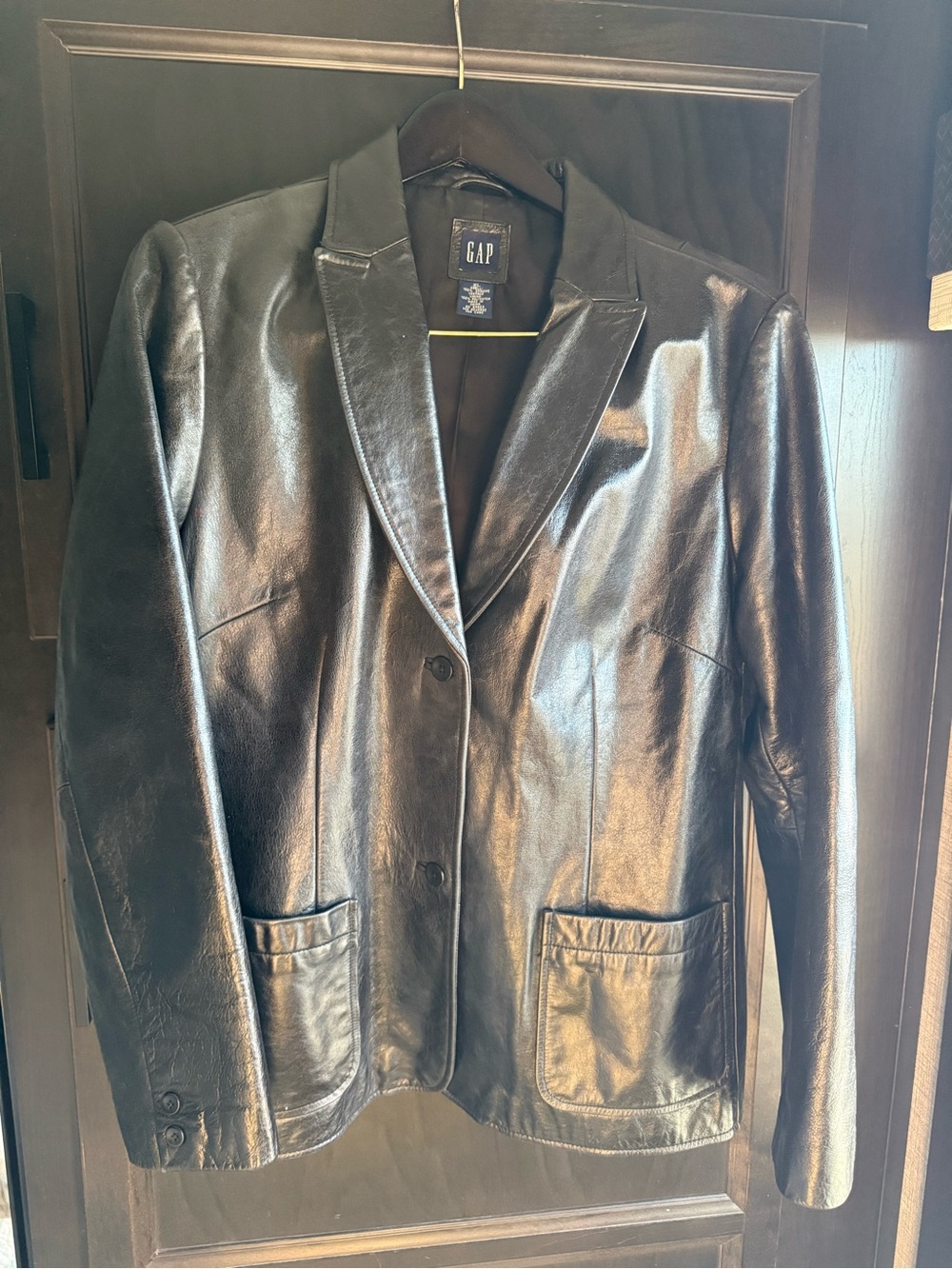 Vintage GAP Black Leather Jacket Womens XL Genuine Leather 90s Grunge Coat
